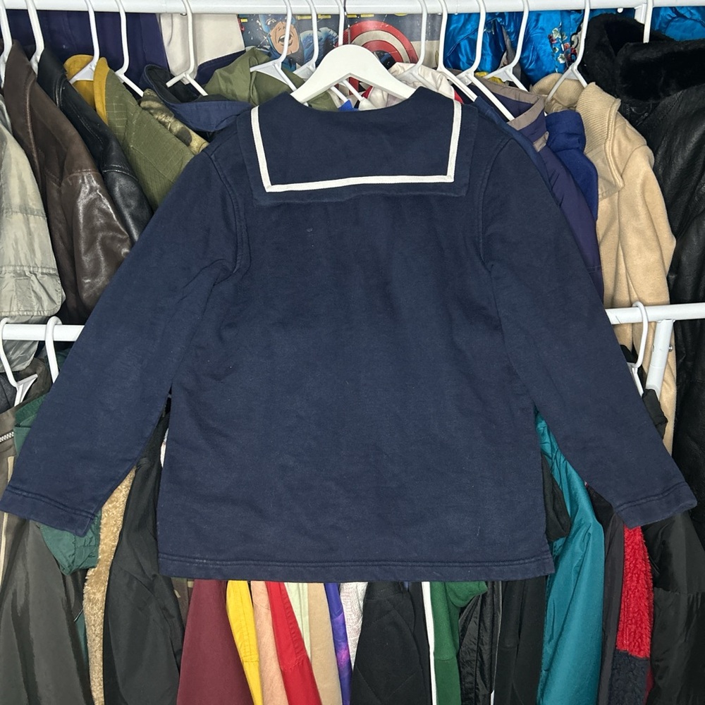 Vintage 90s Ralph Lauren Navy Sailor 1/4 Button Sweatshirt Large Rare - Picture 5 of 6